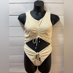 SAME LOS ANGELES Cream One-Piece Swimsuit - Size XXL